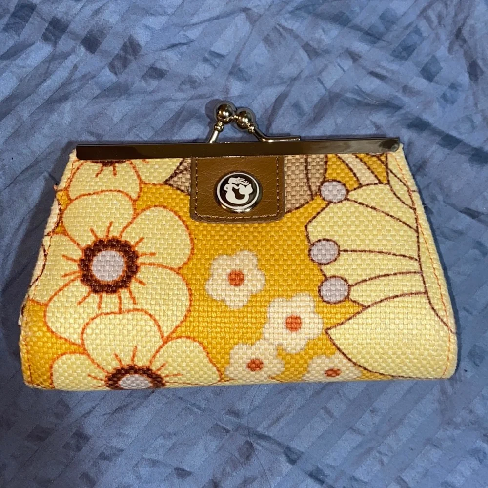 Nwot Spartina 449 Leather Linen Coin Purse - Picture 1 of 8